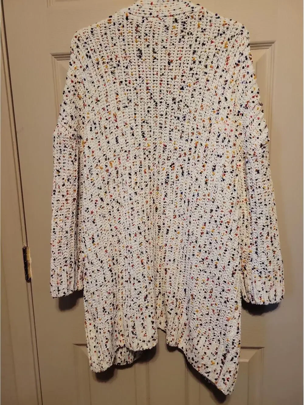 Serra Oversized Knit Cardigan S0weater S/M White Multi-Color Speckled